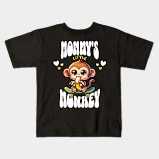 Mommy's Little Banana Eating Rollerskating Monkey Kids T-Shirt